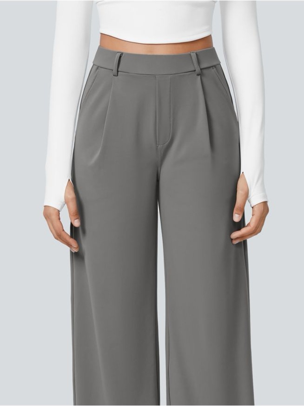 HALARA Gray High Rise Pleated Wide Leg Dress Pants Trousers NWT Size 1X